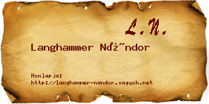 Langhammer Nándor névjegykártya